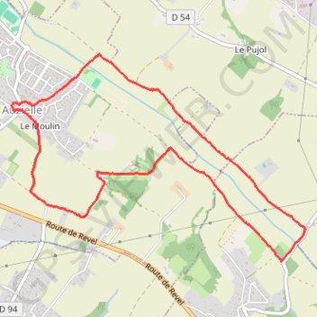 Itinéraire Auzielle, distance, dénivelé, altitude, carte, profil, trace GPS