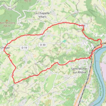 Itinéraire Chuyer - Les Roches-de-Condrieu, distance, dénivelé, altitude, carte, profil, trace GPS