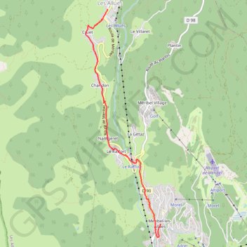 Itinéraire Descente aux Allues, distance, dénivelé, altitude, carte, profil, trace GPS