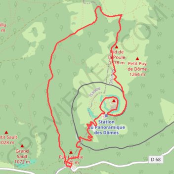 Itinéraire Le Puy de Dôme par le Chemin des Chèvres, distance, dénivelé, altitude, carte, profil, trace GPS