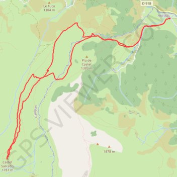 Itinéraire Le Castet Sarradis, distance, dénivelé, altitude, carte, profil, trace GPS