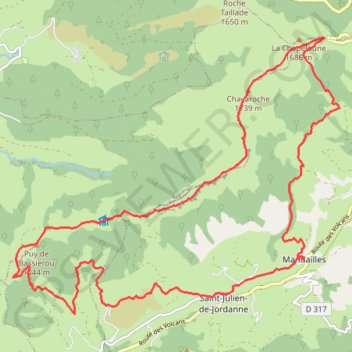 Itinéraire Le Rayon de Chavaroche - Mandailles, distance, dénivelé, altitude, carte, profil, trace GPS