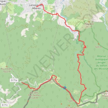 Itinéraire Colm de l'Ouillat Laroque des Albères par la vallée heureuse, distance, dénivelé, altitude, carte, profil, trace GPS