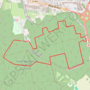 Itinéraire Forêt domaniale de Notre-Dame, distance, dénivelé, altitude, carte, profil, trace GPS