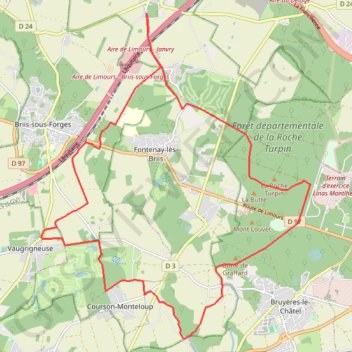Itinéraire Janvry, distance, dénivelé, altitude, carte, profil, trace GPS
