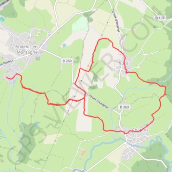 Itinéraire Andelot Supt Chapois, distance, dénivelé, altitude, carte, profil, trace GPS