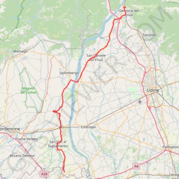 Itinéraire Cordovado Gemona del Friuli, distance, dénivelé, altitude, carte, profil, trace GPS