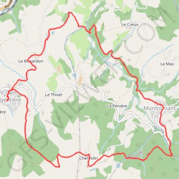 Itinéraire Autour de Saint Genis L'Argentière par Montromand, distance, dénivelé, altitude, carte, profil, trace GPS