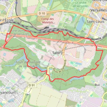 Itinéraire Autour de Satory, distance, dénivelé, altitude, carte, profil, trace GPS