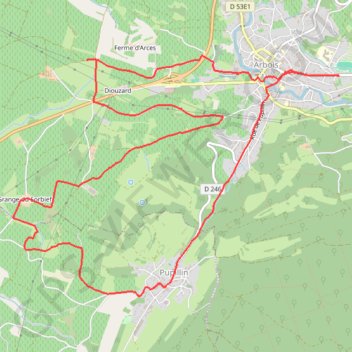 Itinéraire Autour d'Arbois, distance, dénivelé, altitude, carte, profil, trace GPS