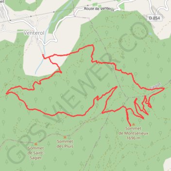 Itinéraire Venterol mont Sérieux, distance, dénivelé, altitude, carte, profil, trace GPS