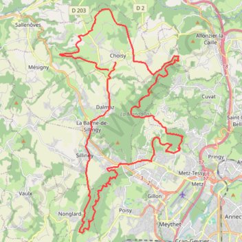 Itinéraire Rando au départ de Choisy, distance, dénivelé, altitude, carte, profil, trace GPS
