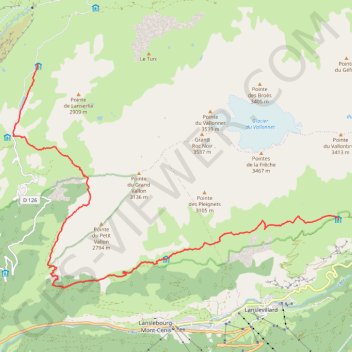 Itinéraire Refuge Porte Plan du Lac - Refuge de Vallonbrun, distance, dénivelé, altitude, carte, profil, trace GPS