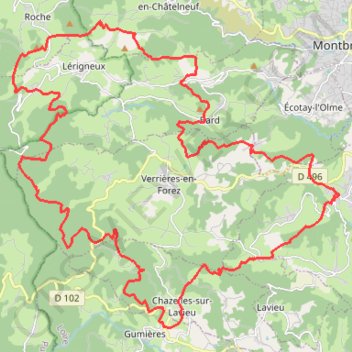 Itinéraire 47km - D1241m - Lezigneux Chazelles sur Lavieu Lerigneux Bard Lezigneux - parcours_2064417, distance, dénivelé, altitude, carte, profil, trace GPS