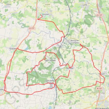 Itinéraire circuit en ligne 6 (pléchâtel), distance, dénivelé, altitude, carte, profil, trace GPS