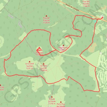 Itinéraire 2455a Chaîne des Puys 00, distance, dénivelé, altitude, carte, profil, trace GPS