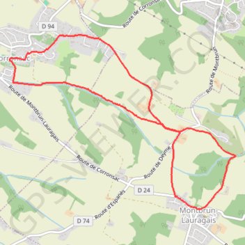 Itinéraire Moulin de Montbrun-Lauragais, distance, dénivelé, altitude, carte, profil, trace GPS
