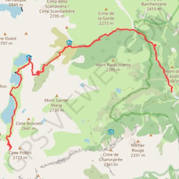 Itinéraire Vallée de Merveilles jours 1 et 2, distance, dénivelé, altitude, carte, profil, trace GPS