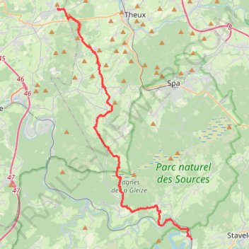 Itinéraire Banneux - Becco - La Reid - Bronromme - La Gleize - Coo, distance, dénivelé, altitude, carte, profil, trace GPS