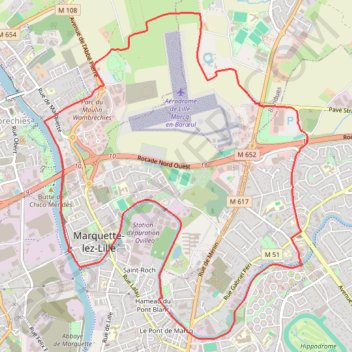Itinéraire Aux confins de l'Aérodrome - Bondues, distance, dénivelé, altitude, carte, profil, trace GPS