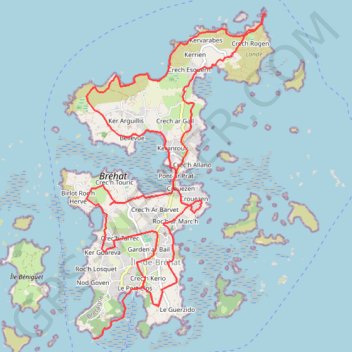 Itinéraire L'île de Bréhat, distance, dénivelé, altitude, carte, profil, trace GPS