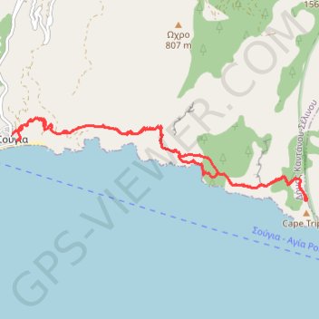Itinéraire De Sougia à Profitis Ilias, distance, dénivelé, altitude, carte, profil, trace GPS
