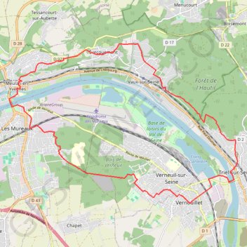 Itinéraire De Vernouillet à Évecquemont, distance, dénivelé, altitude, carte, profil, trace GPS