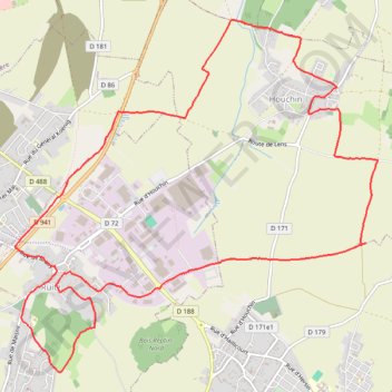 Itinéraire Ruitz Houchin, distance, dénivelé, altitude, carte, profil, trace GPS