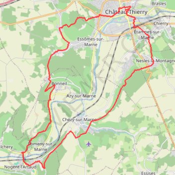 Itinéraire Nogent-l'Artaud - Château-Thierry, distance, dénivelé, altitude, carte, profil, trace GPS