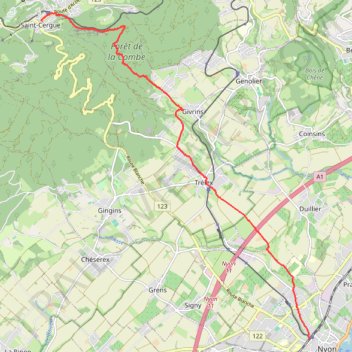 Itinéraire GR5 revisité Saint-Cergue à Nyon, distance, dénivelé, altitude, carte, profil, trace GPS