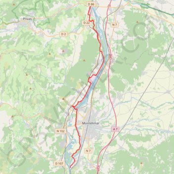 Itinéraire 15: ViaRhôna de Le Pouzin / Cruas à Chateauneuf du Rhône / Viviers, distance, dénivelé, altitude, carte, profil, trace GPS