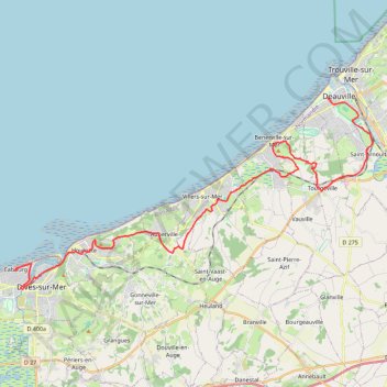 Itinéraire Cabourg / Deauville, distance, dénivelé, altitude, carte, profil, trace GPS