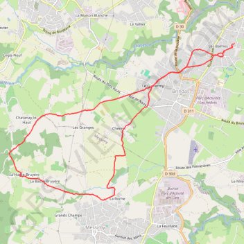 Itinéraire Boucle brindas Messimy, distance, dénivelé, altitude, carte, profil, trace GPS