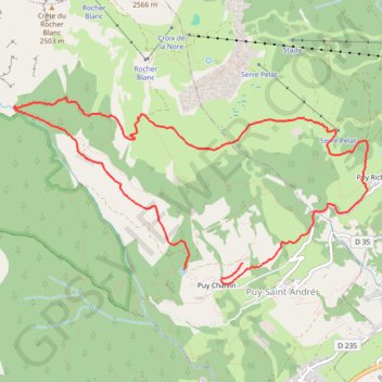 Itinéraire Boucle au départ de Puy Chalvin, distance, dénivelé, altitude, carte, profil, trace GPS