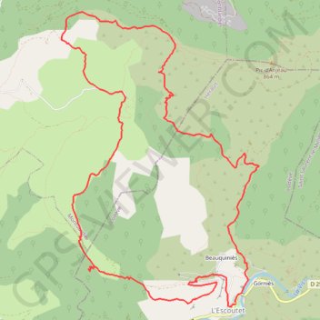 Itinéraire Gorniès - Grotte du Maure - La Tude, distance, dénivelé, altitude, carte, profil, trace GPS