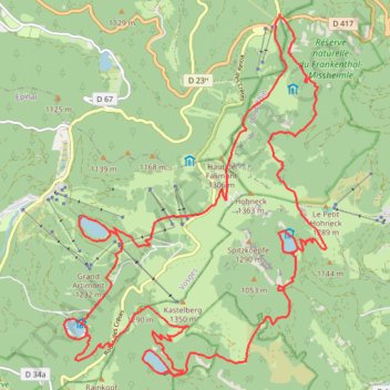 Itinéraire Schlucht_et_tour_des_5_lacs_33,8_km_D+_1750_m, distance, dénivelé, altitude, carte, profil, trace GPS