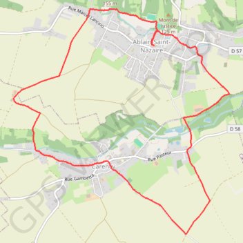 Itinéraire Ablain-Saint-Nazaire - Carency, distance, dénivelé, altitude, carte, profil, trace GPS