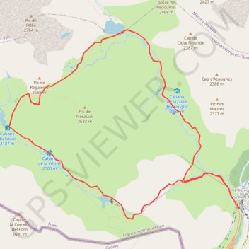 Itinéraire Rando l'hospitalet Siscar Pédourres l'hospitalet, distance, dénivelé, altitude, carte, profil, trace GPS