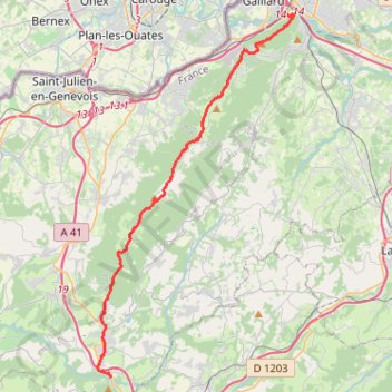 Itinéraire Étrembières-Cruseilles, distance, dénivelé, altitude, carte, profil, trace GPS