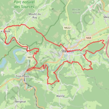 Itinéraire Stavelot_40km, distance, dénivelé, altitude, carte, profil, trace GPS