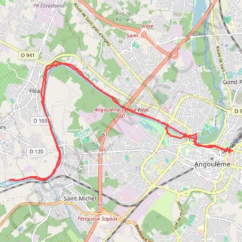 Itinéraire La Coulée Verte à Angoulème, distance, dénivelé, altitude, carte, profil, trace GPS