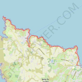 Itinéraire Belle Ile La pointe des Poulains Le Palais, distance, dénivelé, altitude, carte, profil, trace GPS