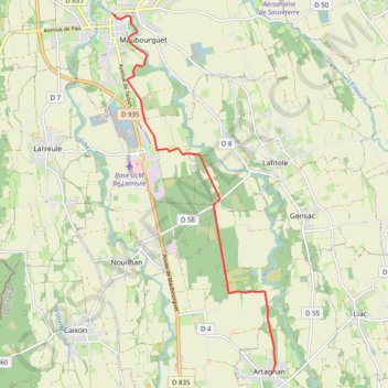 Itinéraire Sentier de l'Adour (4), distance, dénivelé, altitude, carte, profil, trace GPS