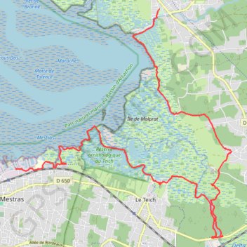 Itinéraire Audenge - Gujan Mestras, distance, dénivelé, altitude, carte, profil, trace GPS