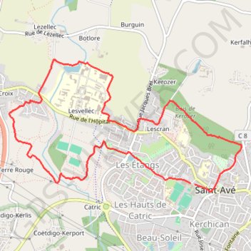 Itinéraire Saint-Avé - Le Poteau, distance, dénivelé, altitude, carte, profil, trace GPS