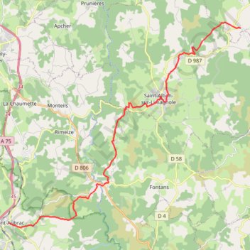 Itinéraire La Roche - Aumont-Aubrac, distance, dénivelé, altitude, carte, profil, trace GPS
