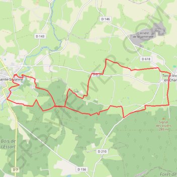 Itinéraire Ste_Suzanne20,8km, distance, dénivelé, altitude, carte, profil, trace GPS