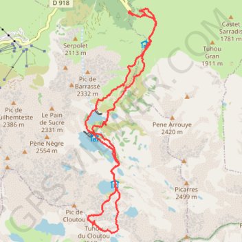 Itinéraire Tuhou du Cloutou depuis le lacet du Garet, distance, dénivelé, altitude, carte, profil, trace GPS