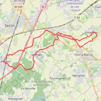 Itinéraire GR121 b Ancien et nouveau tracé - Ennevelin, distance, dénivelé, altitude, carte, profil, trace GPS