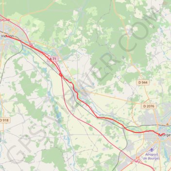 Itinéraire 15 Vierzon-Bourges: 33.90 km, distance, dénivelé, altitude, carte, profil, trace GPS